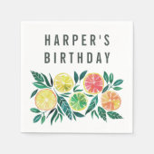 Moderne Waterverf Citrus Verjaardag Servet (Voorkant)