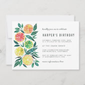 Moderne Waterverf Citrus Verjaardagsfeest Uitnodig Kaart (Voorkant)