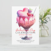 Moderne Waterverf Cocktail Galentine's Day Party I Kaart (Staand voorkant)