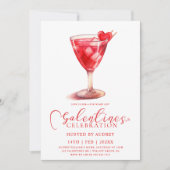 Moderne Waterverf Cocktail Galentine's Day Party Kaart (Voorkant)