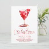 Moderne Waterverf Cocktail Galentine's Day Party Kaart (Staand voorkant)