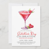 Moderne Waterverf Cocktail Galentine's Day Party Kaart (Voorkant)