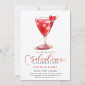 Moderne Waterverf Cocktail Galentine's Day Party Kaart (Voorkant)