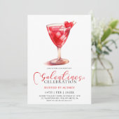 Moderne Waterverf Cocktail Galentine's Day Party Kaart (Staand voorkant)