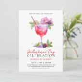 Moderne Waterverf Cocktail Galentine's Day Party Kaart (Staand voorkant)