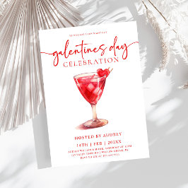 Moderne Waterverf Cocktail Galentine's Day Party Kaart