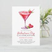 Moderne Waterverf Cocktail Galentine's Day Party Kaart (Staand voorkant)
