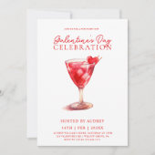 Moderne Waterverf Cocktail Galentine's Day Party Kaart (Voorkant)