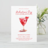 Moderne Waterverf Cocktail Galentine's Day Party Kaart (Staand voorkant)