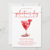 Moderne Waterverf Cocktail Galentine's Day Party Kaart (Voorkant)