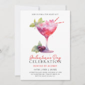 Moderne Waterverf Cocktail Galentine's Day Party Kaart (Voorkant)