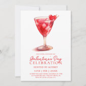 Moderne Waterverf Cocktail Galentine's Day Party Kaart (Voorkant)