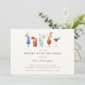 Moderne Waterverf cocktail met bride Shower Kaart (Staand voorkant)