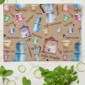 Moderne Waterverf Coffee Espresso Pots Theedoek (Gevouwen)