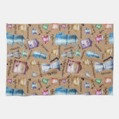 Moderne Waterverf Coffee Espresso Pots Theedoek (Horizontaal)