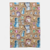 Moderne Waterverf Coffee Espresso Pots Theedoek (Verticaal)