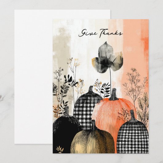 Moderne Waterverf Collage Thanksgiving Kaart (Voorkant / Achterkant)