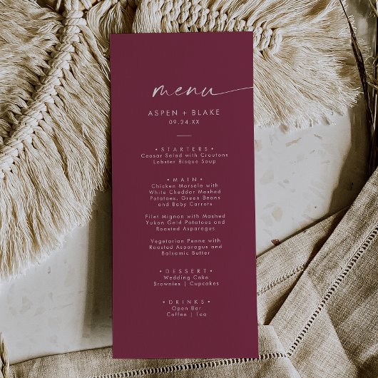 Moderne Waterverf coördinaat | Menu Rode bruiloft