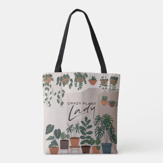 Moderne Waterverf Crazy Plant Lady Houseplant Tote Bag (Achterkant)