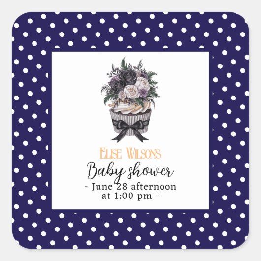 Moderne waterverf cupcake baby shower 2 vierkante sticker (Voorkant)