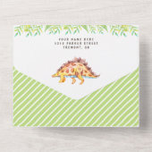 Moderne Waterverf Cute Dinosaurs Baby shower All In One Uitnodiging (Achterkant)