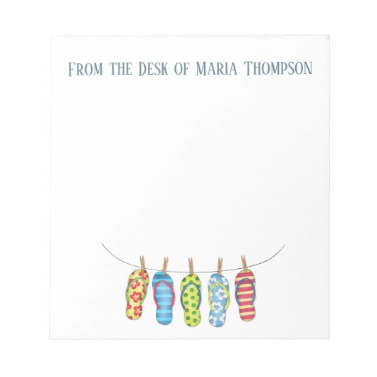 Moderne Waterverf Cute Teenslippers Summer Notitieblok (Voorkant)