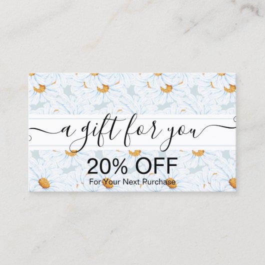 Moderne Waterverf Daisy Floral Kortingskaartje (Voorkant)