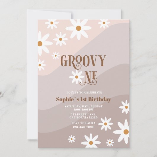 Moderne Waterverf Daisy Groovy Baby Verjaardag Kaart (Voorkant)