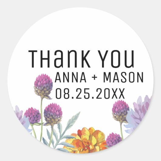 Moderne Waterverf Dank je huwelijk Ronde Sticker (Voorkant)