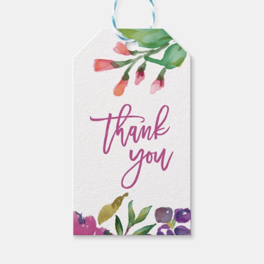 MODERNE WATERVERF DANK U Cadeau Labels Cadeaulabel (Voorkant)