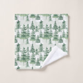 Moderne Waterverf dennenbomen grillige kerst Bad Handdoek (Wasdoekje)