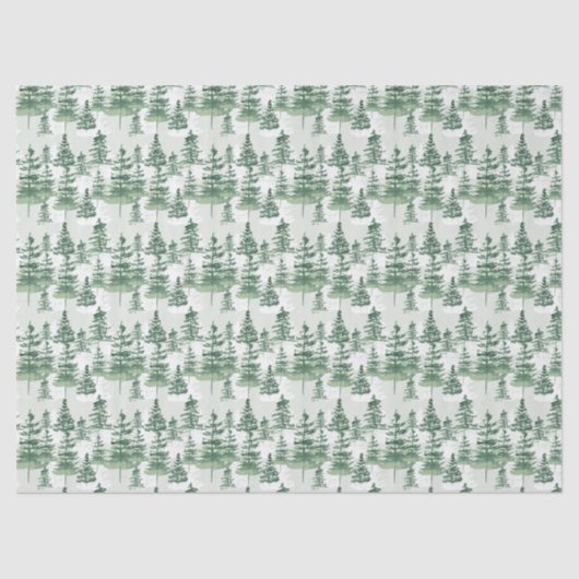 Moderne Waterverf dennenbomen grillige kerst Tissuepapier (Voorkant)