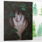 Moderne Waterverf Dennenbomen Trouwdag Drieluik Uitnodiging (Binnenzijde eerst)