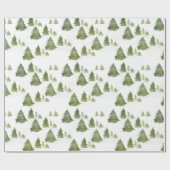 Moderne Waterverf Dennenboom Bos Cadeaupapier (Vlak)