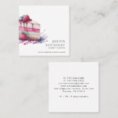 Moderne Waterverf-dessert Baker Pastry Chef Vierkante Visitekaartje (Voorkant / Achterkant)