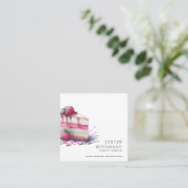 Moderne Waterverf-dessert Baker Pastry Chef Vierkante Visitekaartje (Staand voorkant)