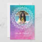 Moderne Waterverf Diwali Foto Wenskaart Kaart (Voorkant)