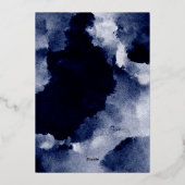 Moderne Waterverf donkerdonkernachtblauw Abstract Folie Uitnodiging (Achterkant)