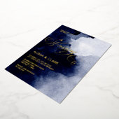 Moderne Waterverf donkerdonkernachtblauw Abstract Folie Uitnodiging (Gedraaid)