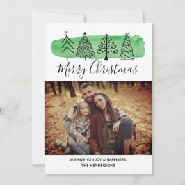 Moderne Waterverf Doodle-fotokaart Feestdagenkaart