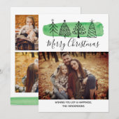 Moderne Waterverf Doodle-fotokaart Feestdagenkaart (Voorkant / Achterkant)