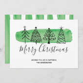 Moderne Waterverf Doodle Kerst Kaart (Voorkant / Achterkant)