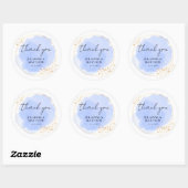 Moderne Waterverf Dusty Blue Dank je bruiloft Ronde Sticker (Vel)