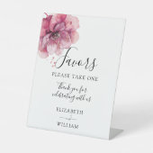 Moderne Waterverf Dusty Roos Bloemen bruiloft guns Reclamebord Met Voetstuk (Voorkant)