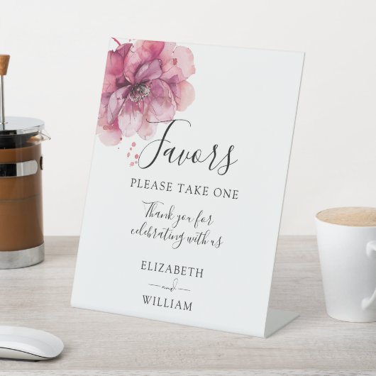 Moderne Waterverf Dusty Roos Bloemen bruiloft guns Reclamebord Met Voetstuk (Insitu)