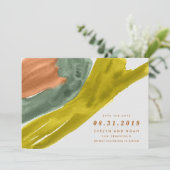 Moderne Waterverf Earth Tone Save the Date (Staand voorkant)