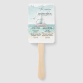 Moderne waterverf eenvoudige blauwe oceaan cruise handwaaier (Achterkant)