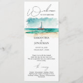 Moderne waterverf eenvoudige blauwe oceaan Cruise  Programmakaart (Voorkant)