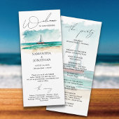 Moderne waterverf eenvoudige blauwe oceaan Cruise  Programmakaart