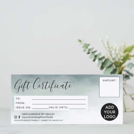 Moderne waterverf eenvoudige cadeaucertificaatlogo (Staand voorkant)